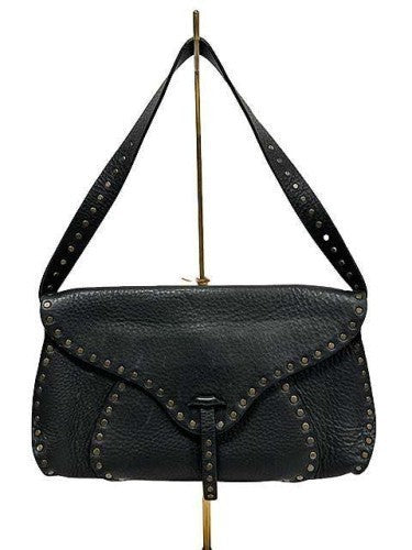 CELINE Shoulder Bag Purse Leather Black Authentic