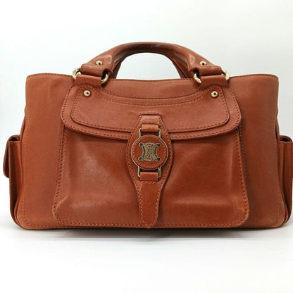 CELINE Hand Bag Tote Purse Boogie Leather Brown Authentic