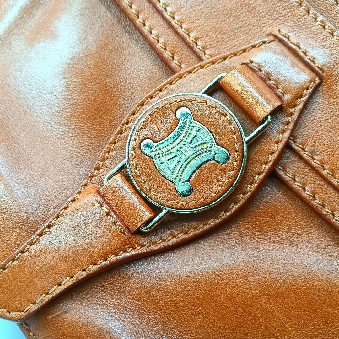 CELINE Hand Bag Tote Purse Boogie Leather Brown Authentic