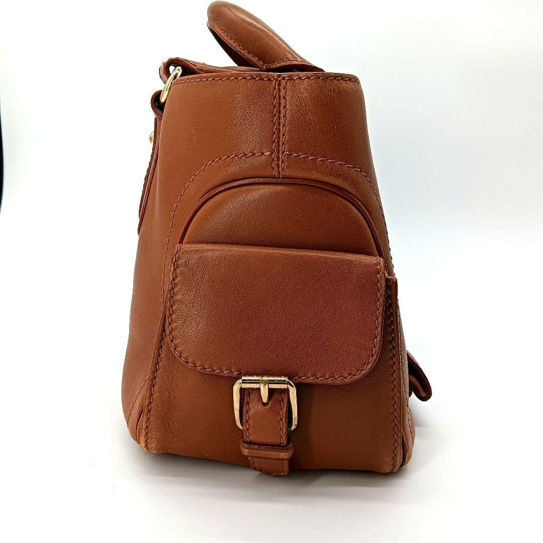 CELINE Hand Bag Tote Purse Boogie Leather Brown Authentic