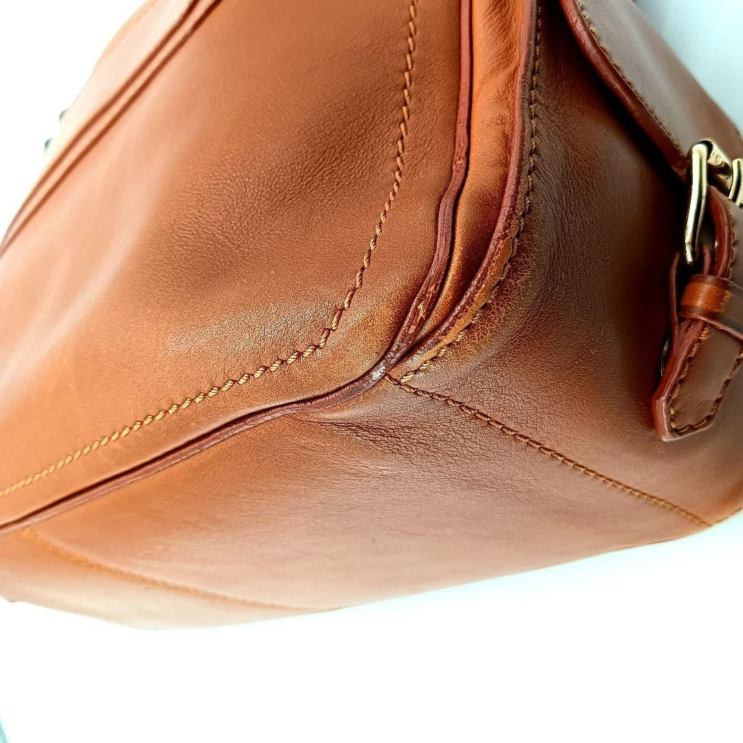 CELINE Hand Bag Tote Purse Boogie Leather Brown Authentic