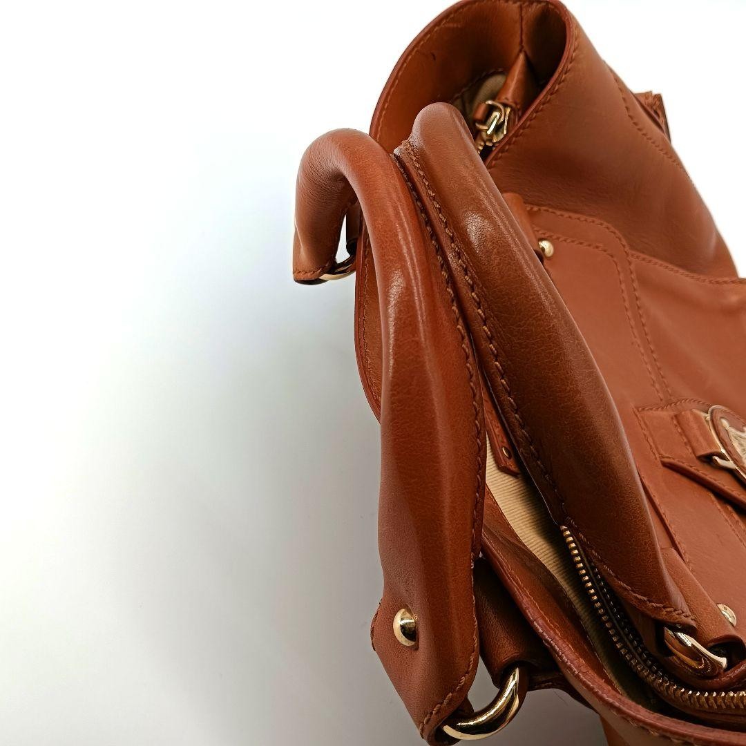 CELINE Hand Bag Tote Purse Boogie Leather Brown Authentic