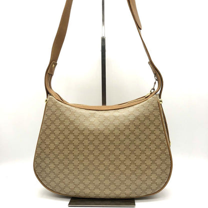 CELINE Shoulder Bag Purse Macadam PVC Leather Beige Authentic
