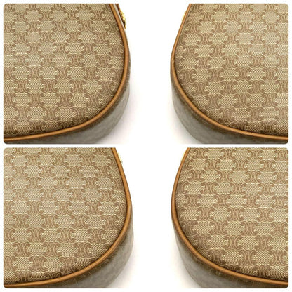 CELINE Shoulder Bag Purse Macadam PVC Leather Beige Authentic