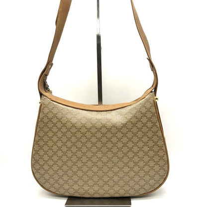 CELINE Shoulder Bag Purse Macadam PVC Leather Beige Authentic