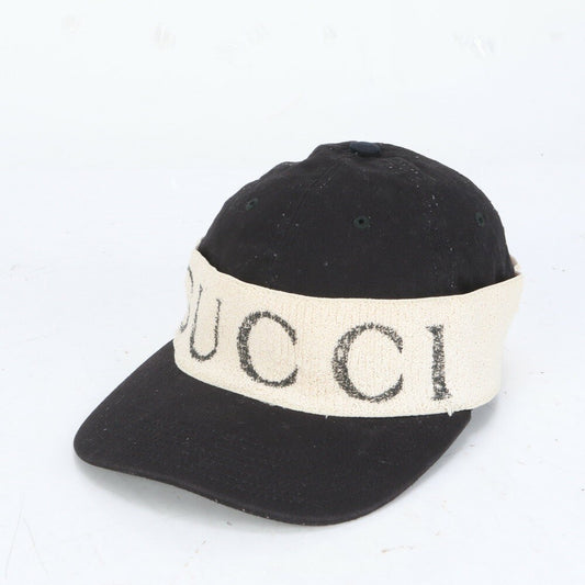 Gucci Hat Cap Baseball Cap Logo Headband Black Beige Unisex Size L Authentic