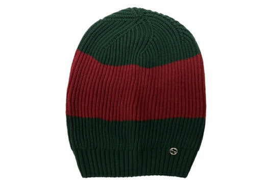 Gucci Knit Cap Sherry Line Red Green Wool Men's Authentic