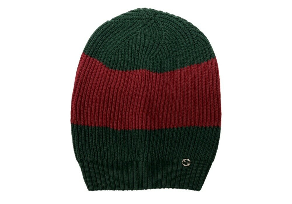 Gucci Knit Cap Sherry Line Red Green Wool Men's Authentic