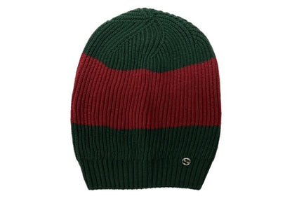 Gucci Knit Cap Sherry Line Red Green Wool Men's Authentic