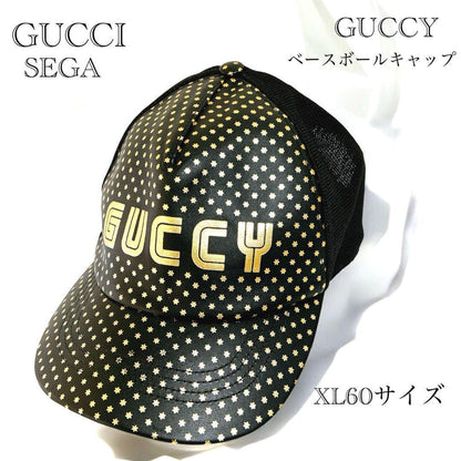 Gucci SEGA Hat Cap Baseball Cap Star Black Gold Men's Size XL Authentic