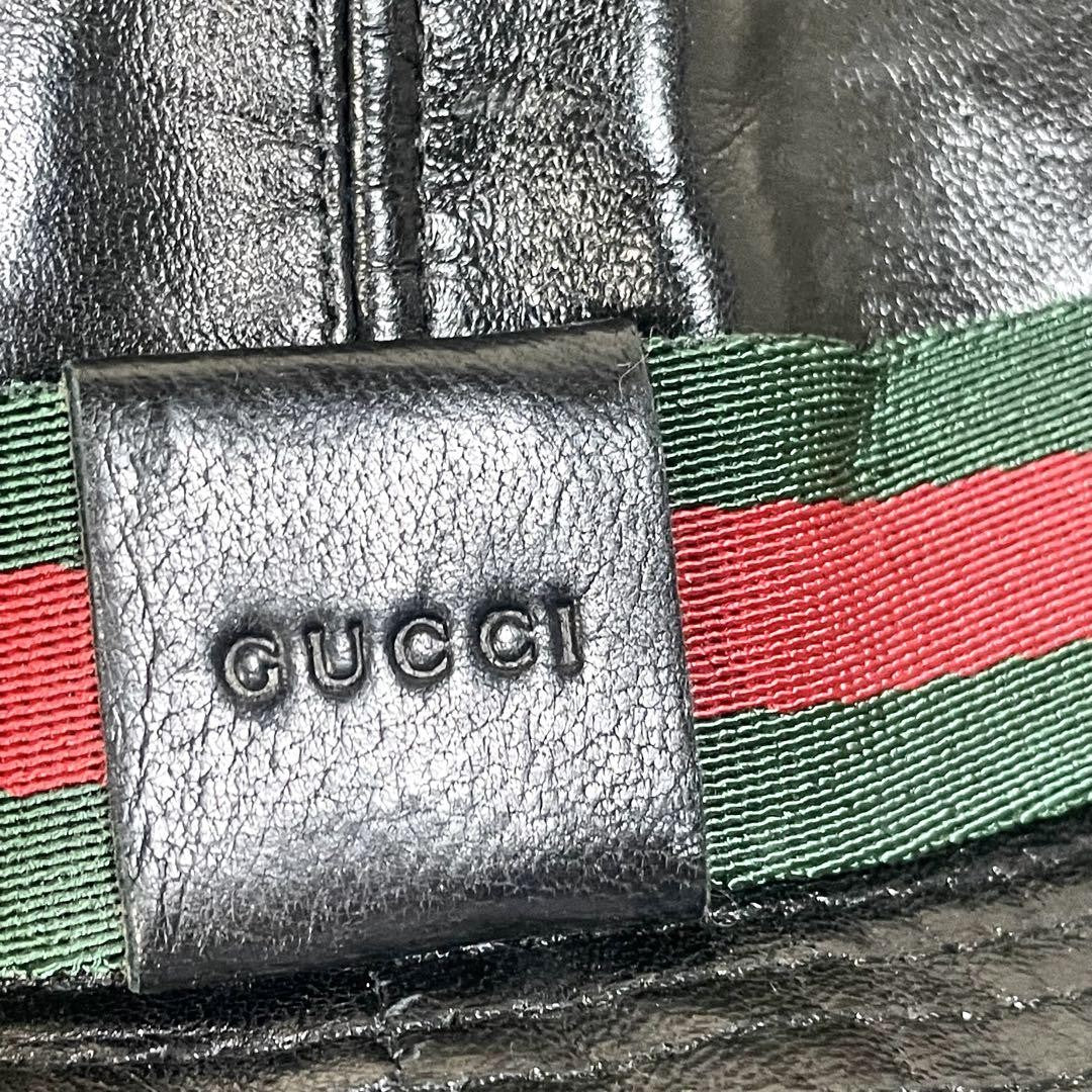 Gucci Bucket Hat Sherry Line Leather Black Men's Authentic