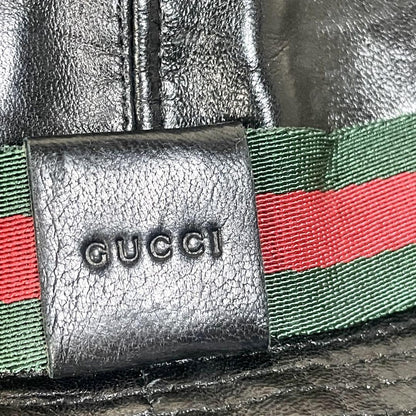 Gucci Bucket Hat Sherry Line Leather Black Men's Authentic