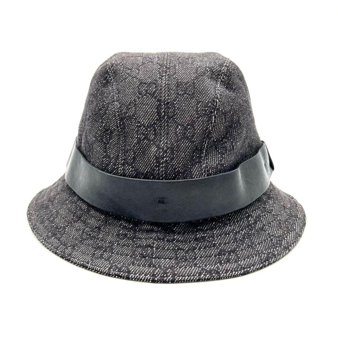 Gucci Bucket Hat GG Canvas Black Dark Gray Men's Size L Authentic