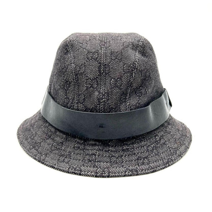 Gucci Bucket Hat GG Canvas Black Dark Gray Men's Size L Authentic