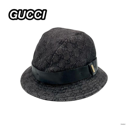 Gucci Bucket Hat GG Canvas Black Dark Gray Men's Size L Authentic