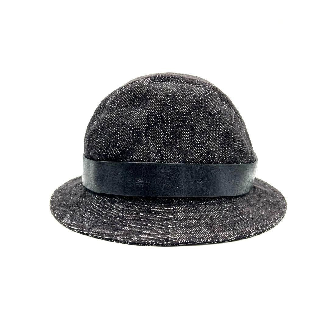 Gucci Bucket Hat GG Canvas Black Dark Gray Men's Size L Authentic
