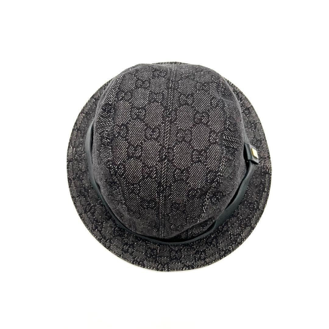 Gucci Bucket Hat GG Canvas Black Dark Gray Men's Size L Authentic