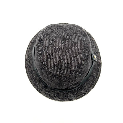 Gucci Bucket Hat GG Canvas Black Dark Gray Men's Size L Authentic