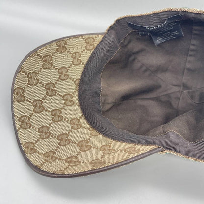 Gucci Hat Cap Baseball Cap GG Canvas Sherry Line Beige Size L Men's Authentic