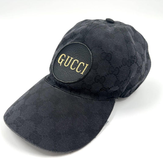 Gucci Hat Cap Baseball Cap GG Canvas Black Size S Men's Authentic
