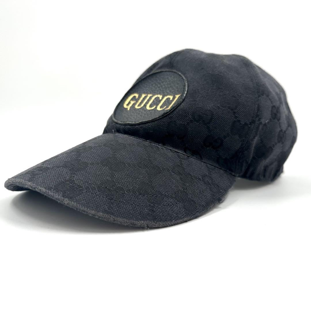 Gucci Hat Cap Baseball Cap GG Canvas Black Size S Men's Authentic
