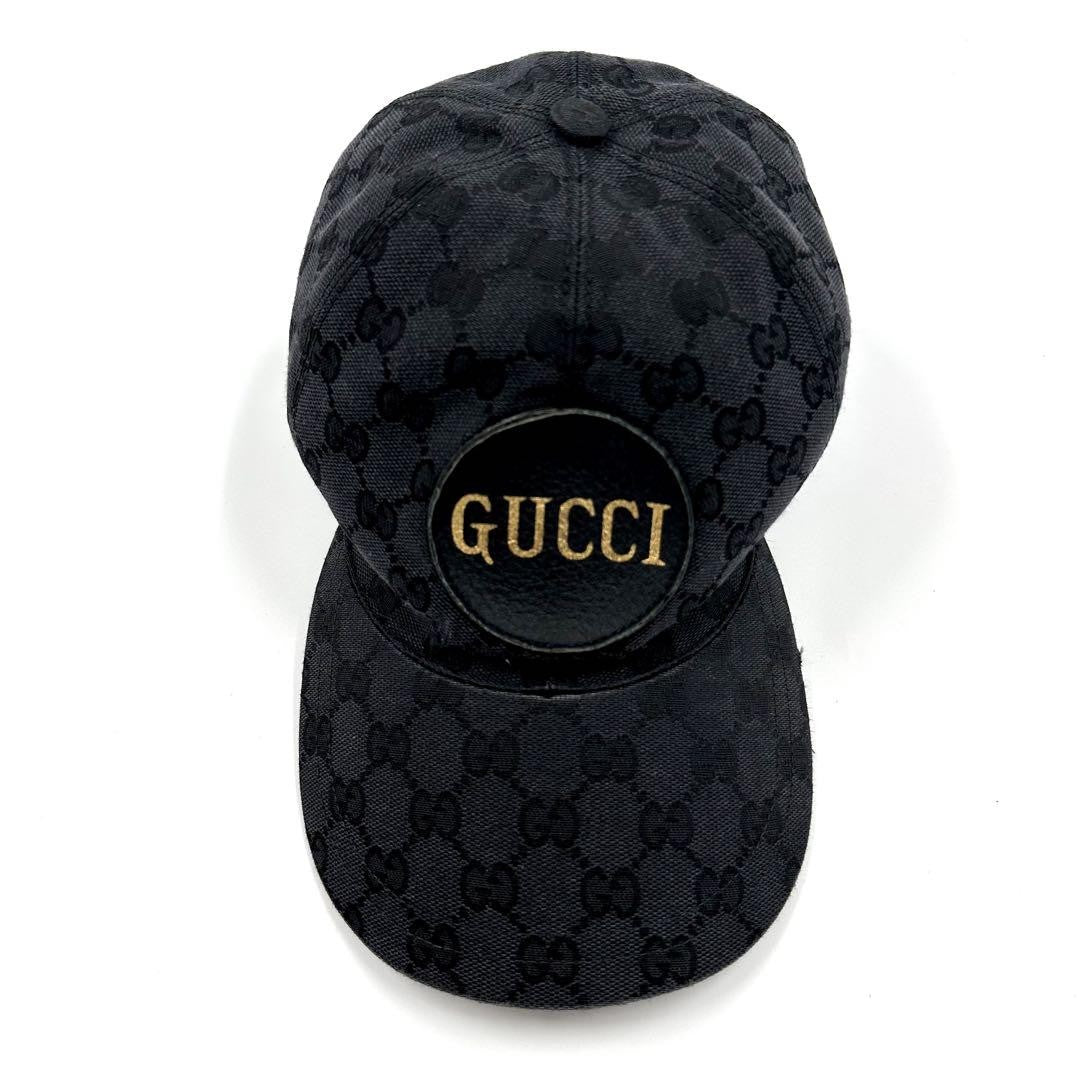 Gucci Hat Cap Baseball Cap GG Canvas Black Size S Men's Authentic