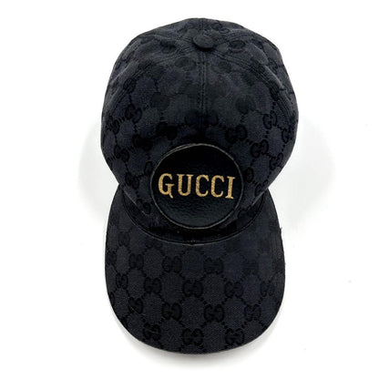 Gucci Hat Cap Baseball Cap GG Canvas Black Size S Men's Authentic