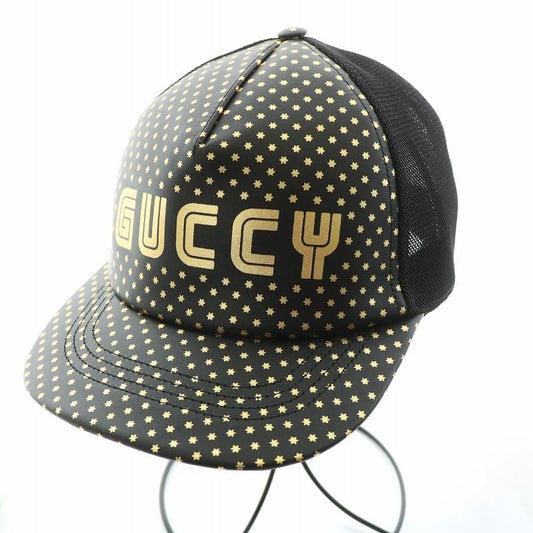 Gucci Sega Hat Cap Baseball Cap Star Black Gold Size S Men's Authentic