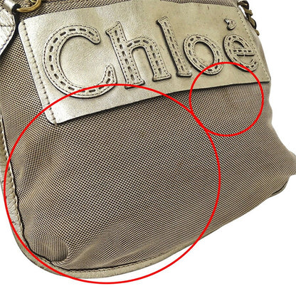 Chloe Shoulder Bag Purse Logo Canvas Gold Brown Authentic