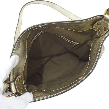 Chloe Shoulder Bag Purse Logo Canvas Gold Brown Authentic