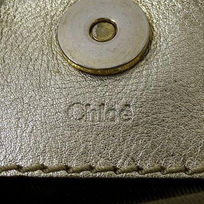 Chloe Shoulder Bag Purse Logo Canvas Gold Brown Authentic