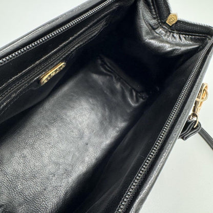FENDI Shoulder Bag Purse Mini Boston 2way Leather Black Authentic