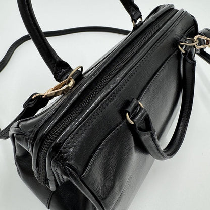 FENDI Shoulder Bag Purse Mini Boston 2way Leather Black Authentic