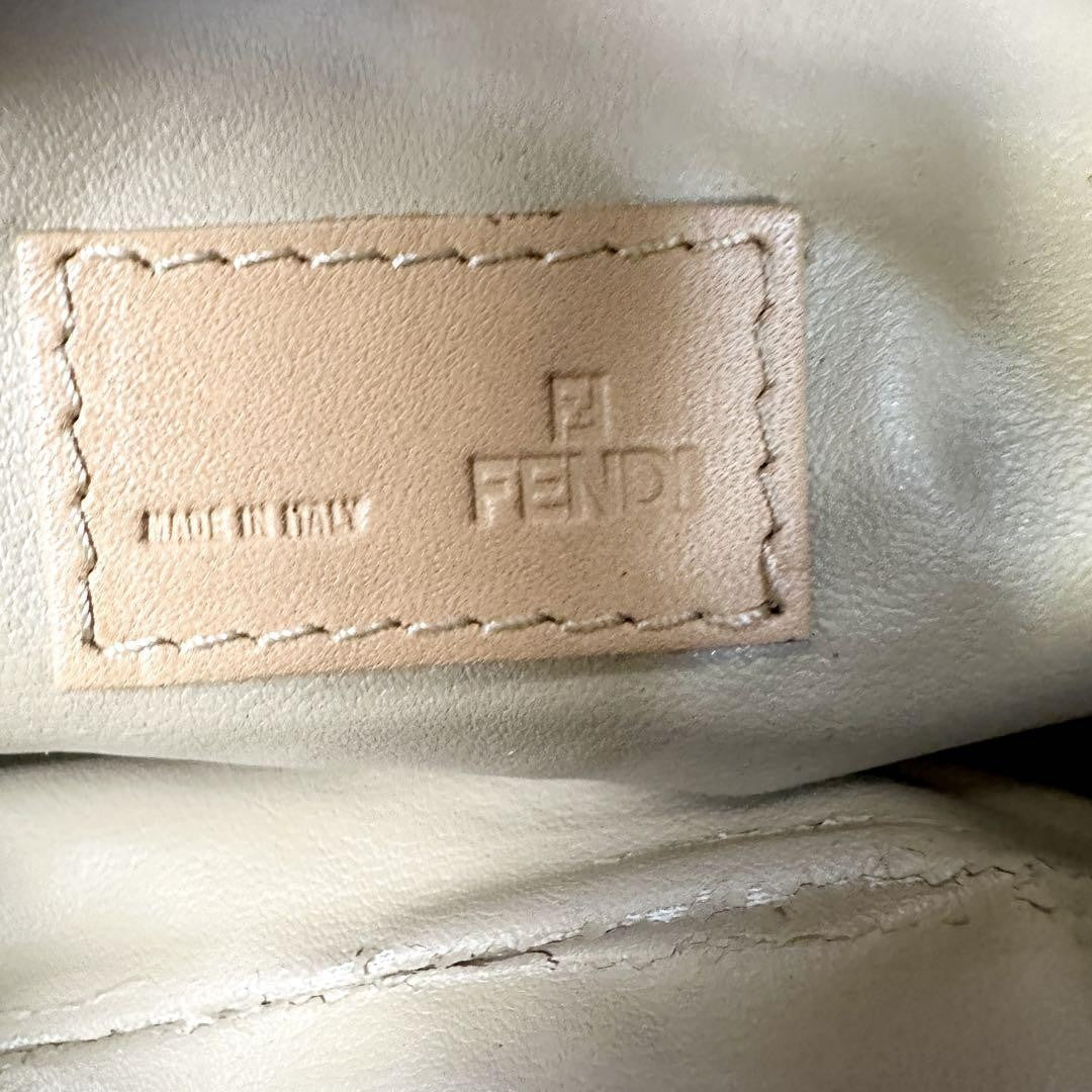 FENDI Hand Bag Tote Purse FF Zucchino Nylon Canvas Beige Authentic
