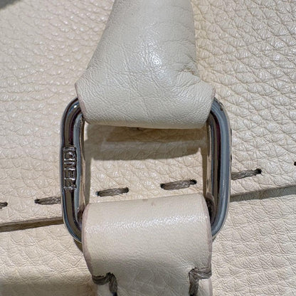 FENDI Hand Bag Tote Purse Selleria Leather White Authentic