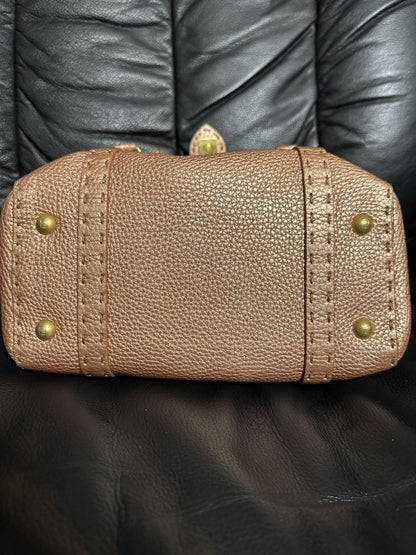 FENDI Hand Bag Tote Purse Selleria Leather Rose Gold Authentic