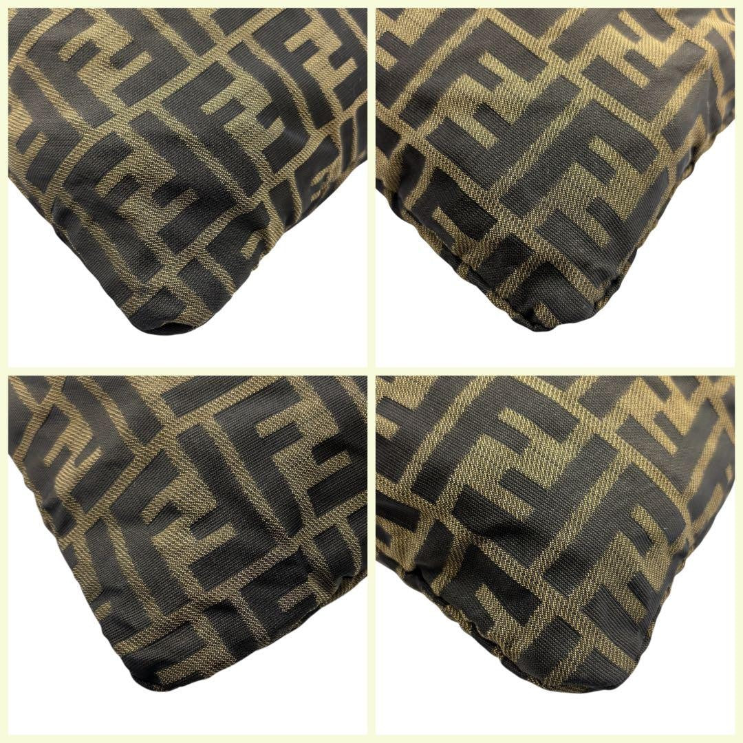 FENDI Hand Bag Tote Purse FF Zucca Brown Authentic