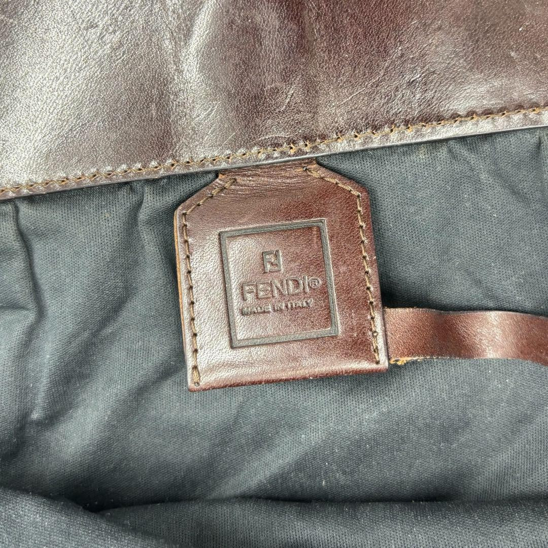 FENDI Hand Bag Tote Purse FF Zucca Brown Authentic