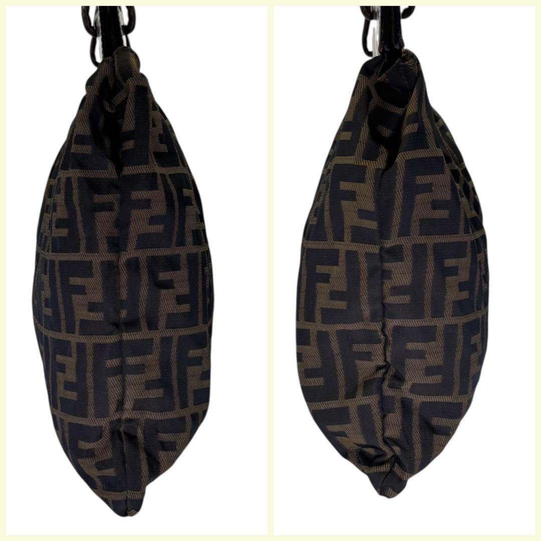 FENDI Hand Bag Tote Purse FF Zucca Brown Authentic