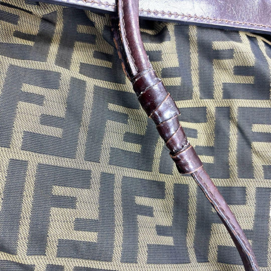 FENDI Hand Bag Tote Purse FF Zucca Brown Authentic