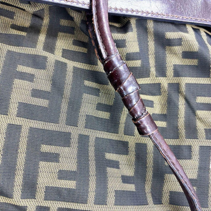 FENDI Hand Bag Tote Purse FF Zucca Brown Authentic