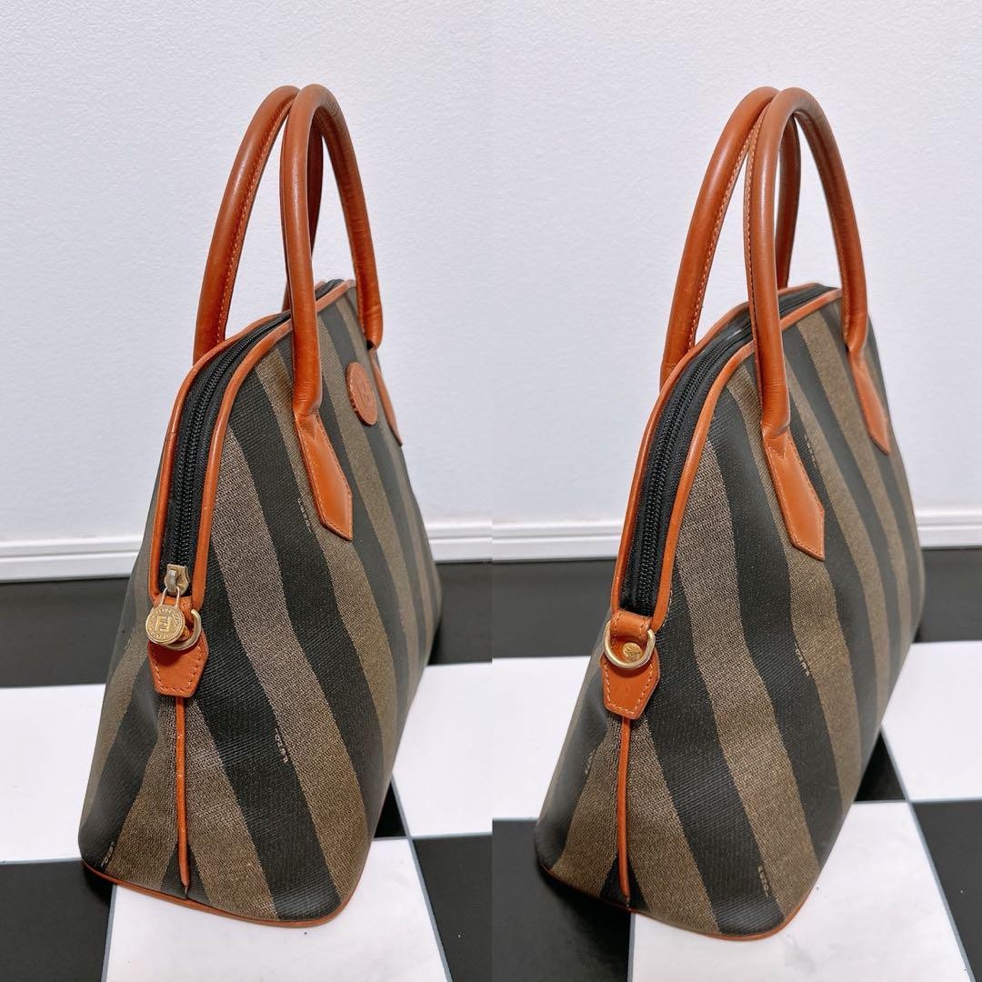 FENDI Hand Bag Tote Purse FF Pecan PVC Authentic