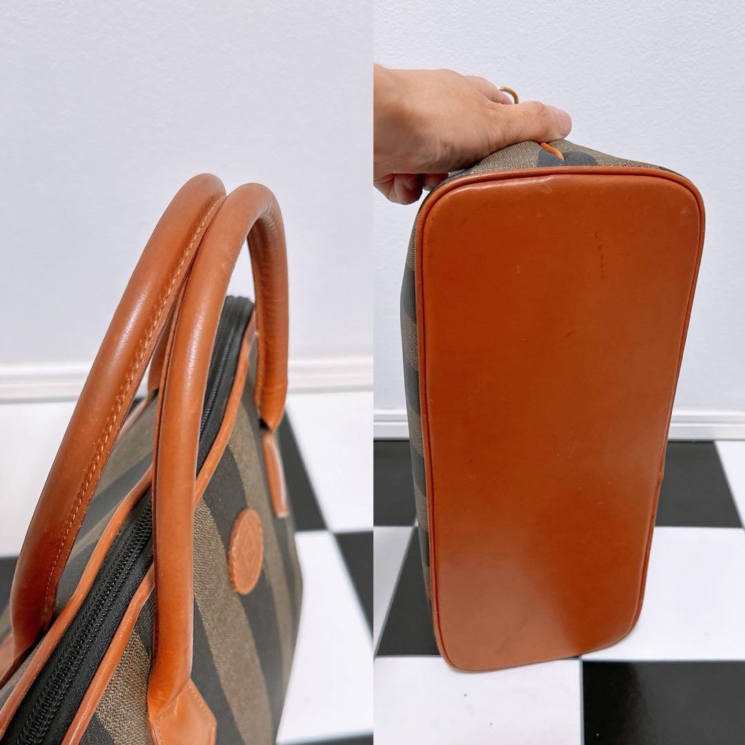 FENDI Hand Bag Tote Purse FF Pecan PVC Authentic