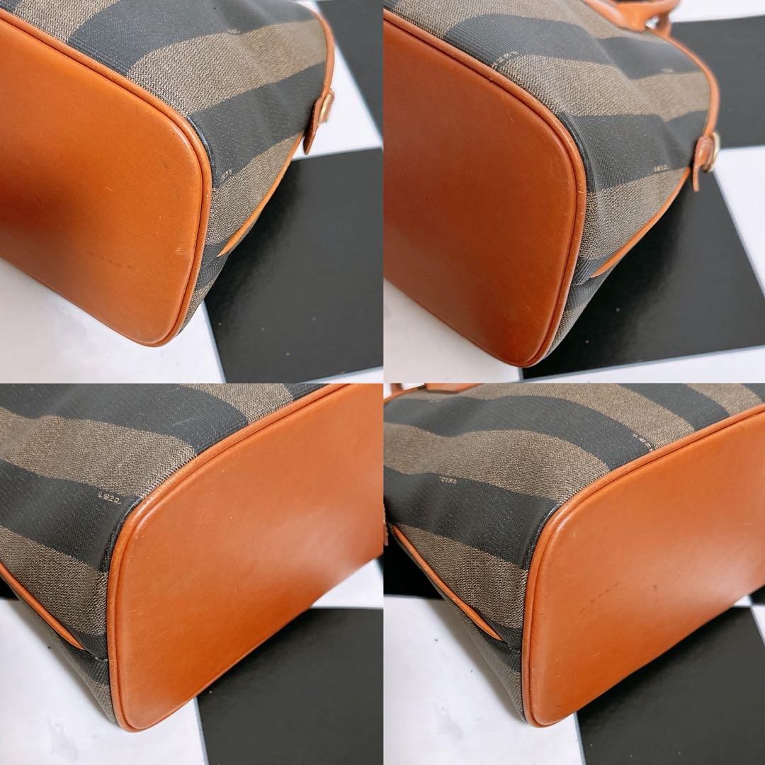 FENDI Hand Bag Tote Purse FF Pecan PVC Authentic