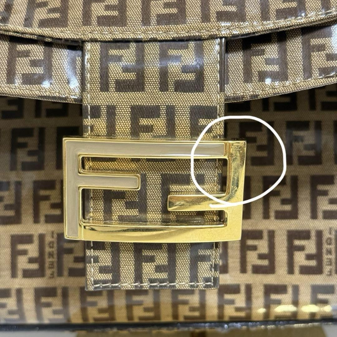 FENDI Shoulder Bag Purse FF Zucchino Baguette Authentic