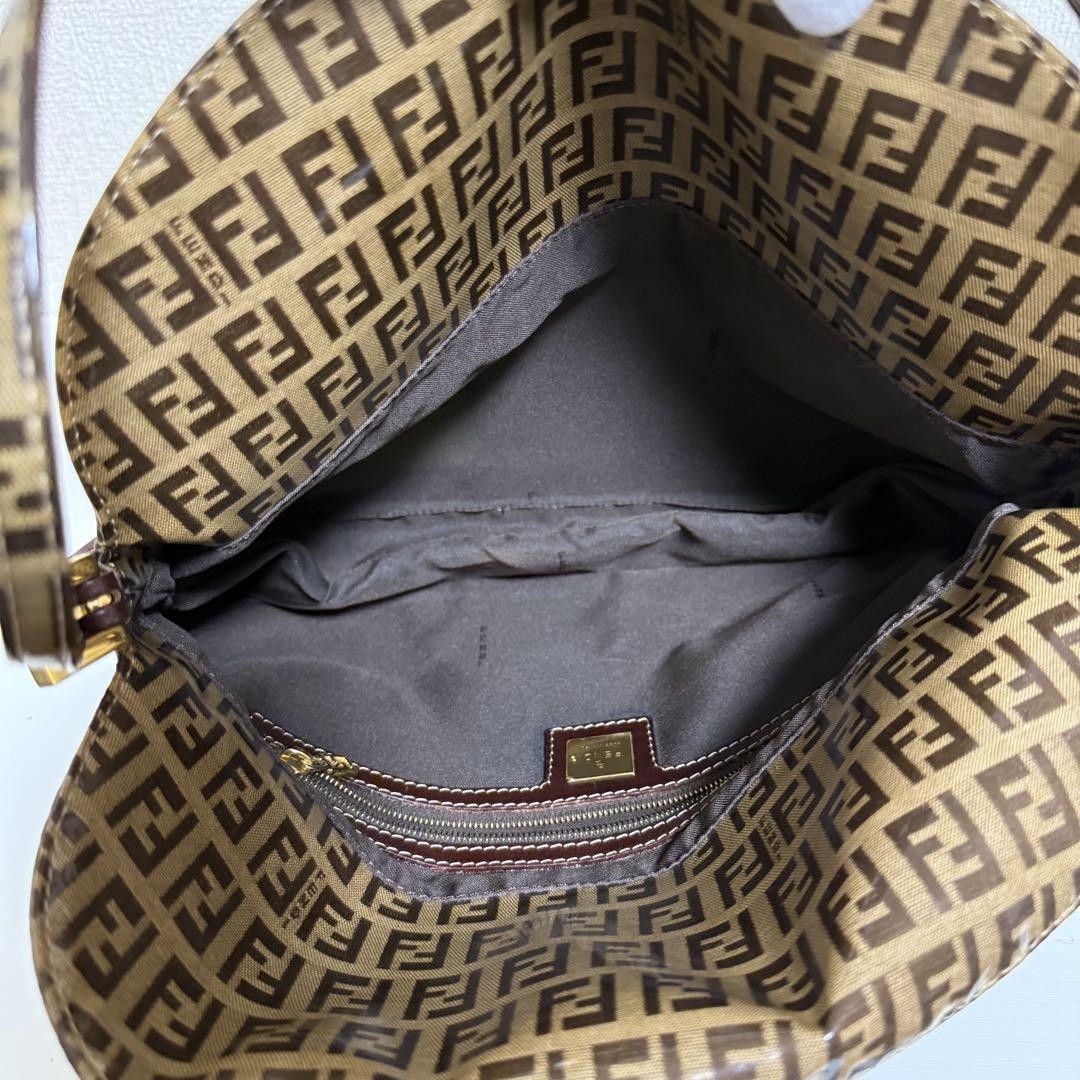 FENDI Shoulder Bag Purse FF Zucchino Baguette Authentic