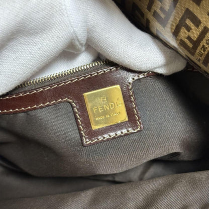 FENDI Shoulder Bag Purse FF Zucchino Baguette Authentic