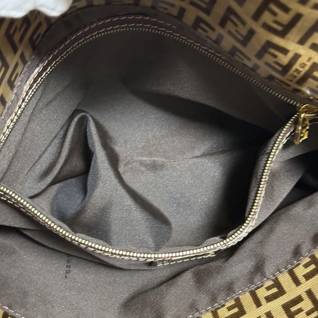 FENDI Shoulder Bag Purse FF Zucchino Baguette Authentic