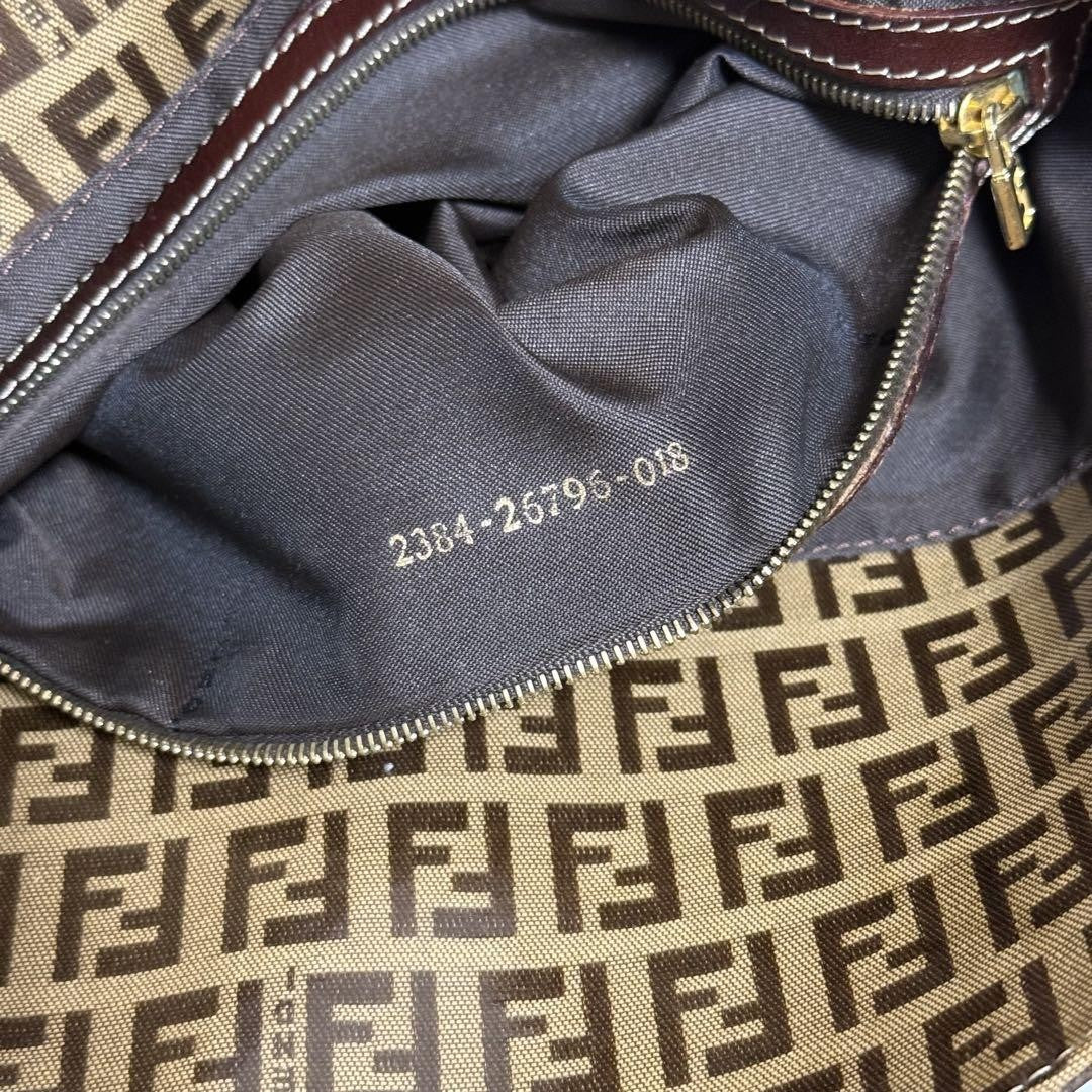 FENDI Shoulder Bag Purse FF Zucchino Baguette Authentic