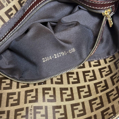FENDI Shoulder Bag Purse FF Zucchino Baguette Authentic